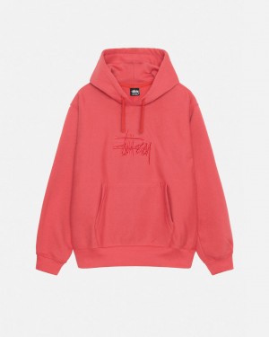 Red Stussy Basic Applique Hood Men's Sweatshirts Jakarta | Indonesia DRG-6342