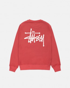 Red Stussy Basic Stussy Crew Men's Sweatshirts Jakarta | Indonesia VLE-6882