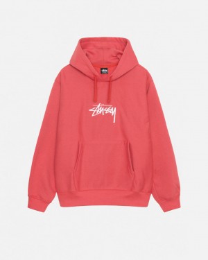 Red Stussy Stock Logo Applique Hood Men's Sweatshirts Jakarta | Indonesia AYG-0717