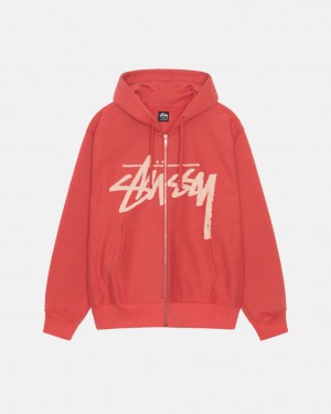 Red Stussy Venus Zip Hood Men's Sweatshirts Jakarta | Indonesia CTK-0145