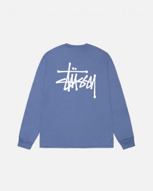 Royal Blue Stussy Basic Stussy Ls Tee Men's Tees Jakarta | Indonesia VYH-5944