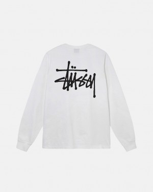 White Stussy Basic Stussy Ls Tee Men's Tees Jakarta | Indonesia NDZ-1423