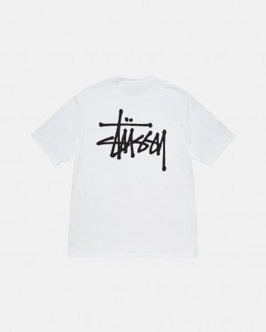 White Stussy Basic Stussy Tee Men's Tees Jakarta | Indonesia ESB-3111