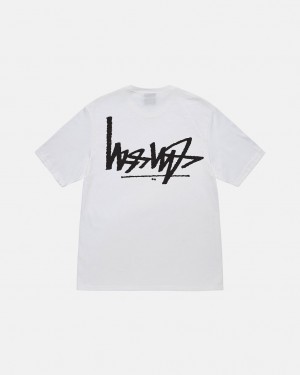 White Stussy Flipped Tee Men's Tees Jakarta | Indonesia LIN-4586