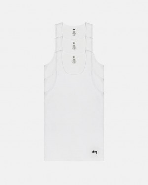 White Stussy Stussy Tank Undershirt Men's Shirts Jakarta | Indonesia XNZ-9203