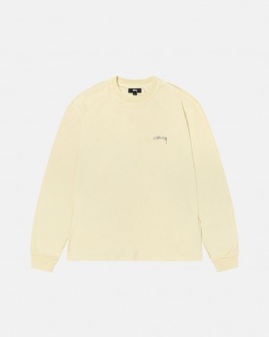 Yellow Stussy Lazy Ls Tee Men's Tees Jakarta | Indonesia ZID-1808