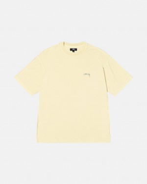 Yellow Stussy Pig. Dyed Inside Out Crew Men's Tees Jakarta | Indonesia MRZ-4489