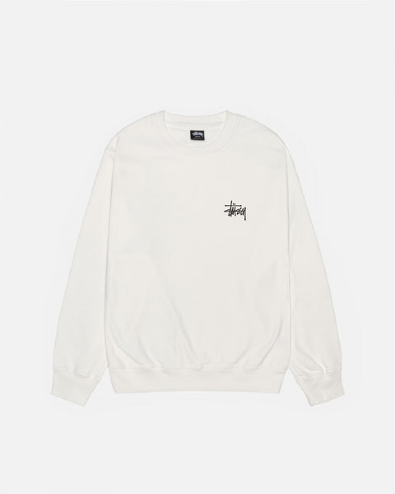 Beige Stussy Basic Stüssy Pigment Dyed Crew Men's Sweatshirts Jakarta | Indonesia ASI-1453