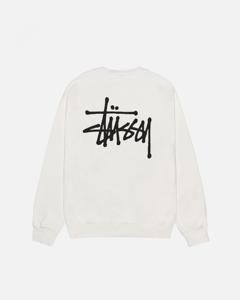 Beige Stussy Basic Stüssy Pigment Dyed Crew Men\'s Sweatshirts Jakarta | Indonesia ASI-1453