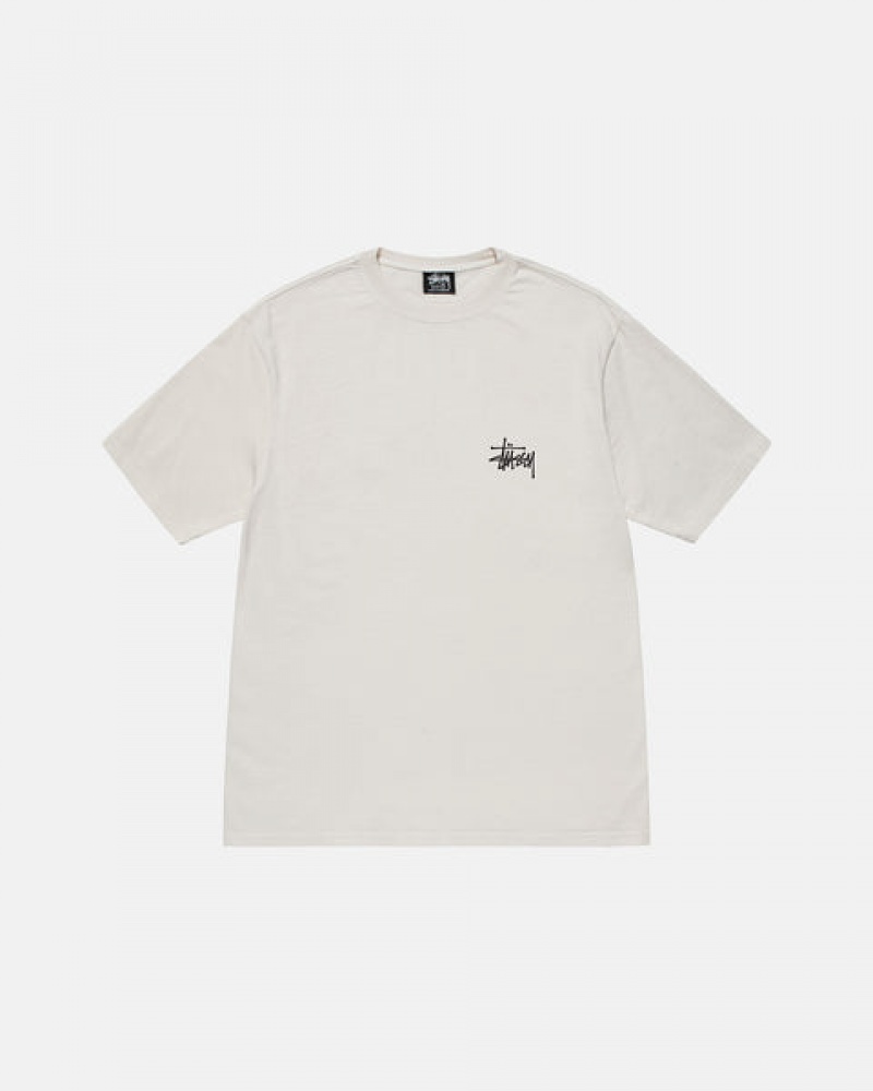 Beige Stussy Basic Stussy Tee Men's Tees Jakarta | Indonesia WUM-2249