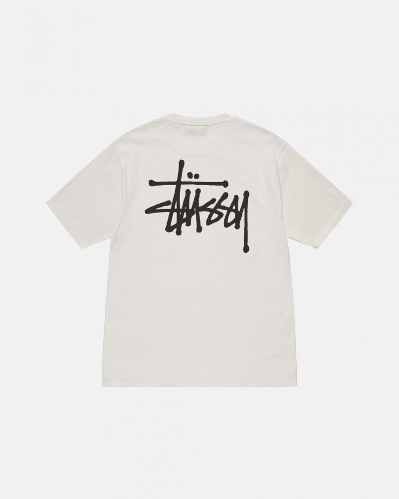 Beige Stussy Basic Stussy Tee Men\'s Tees Jakarta | Indonesia WUM-2249