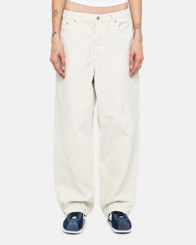 Beige Stussy Big Ol' Jean Washed Canvas Men's Pants Jakarta | Indonesia CJK-4174