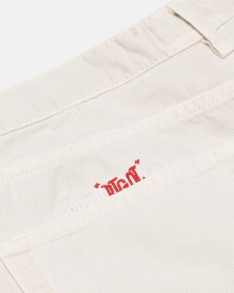 Beige Stussy Big Ol' Jean Washed Canvas Men's Pants Jakarta | Indonesia CJK-4174