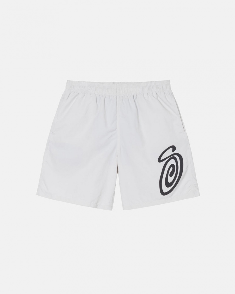 Beige Stussy Curly S Water Short Men\'s Swimwear Jakarta | Indonesia SHX-6695