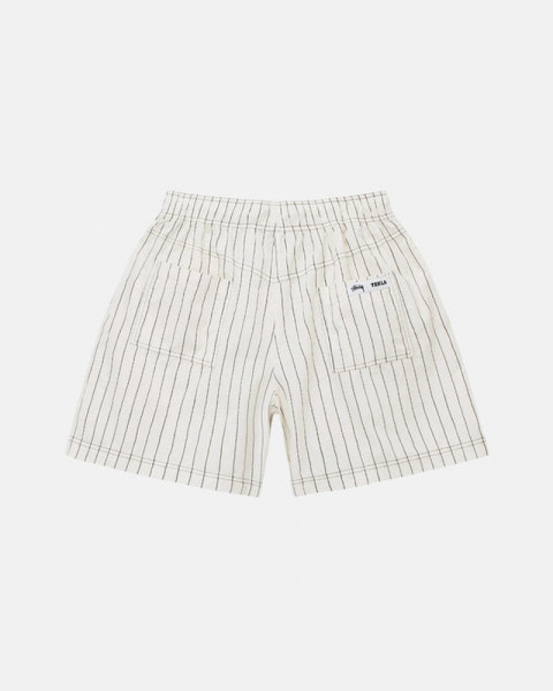 Beige Stussy Tekla Poplin Pyjama Shorts Women's Shorts Jakarta | Indonesia PJR-9482