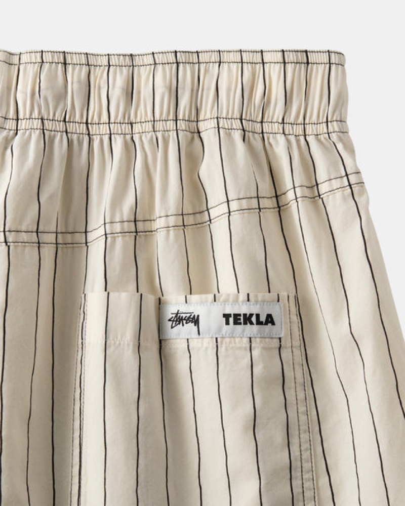 Beige Stussy Tekla Poplin Pyjama Shorts Women's Shorts Jakarta | Indonesia PJR-9482