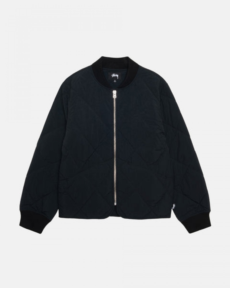 Black Stussy 8 Ball Quilted Liner Jacket Women's Jackets Jakarta | Indonesia KUM-8680