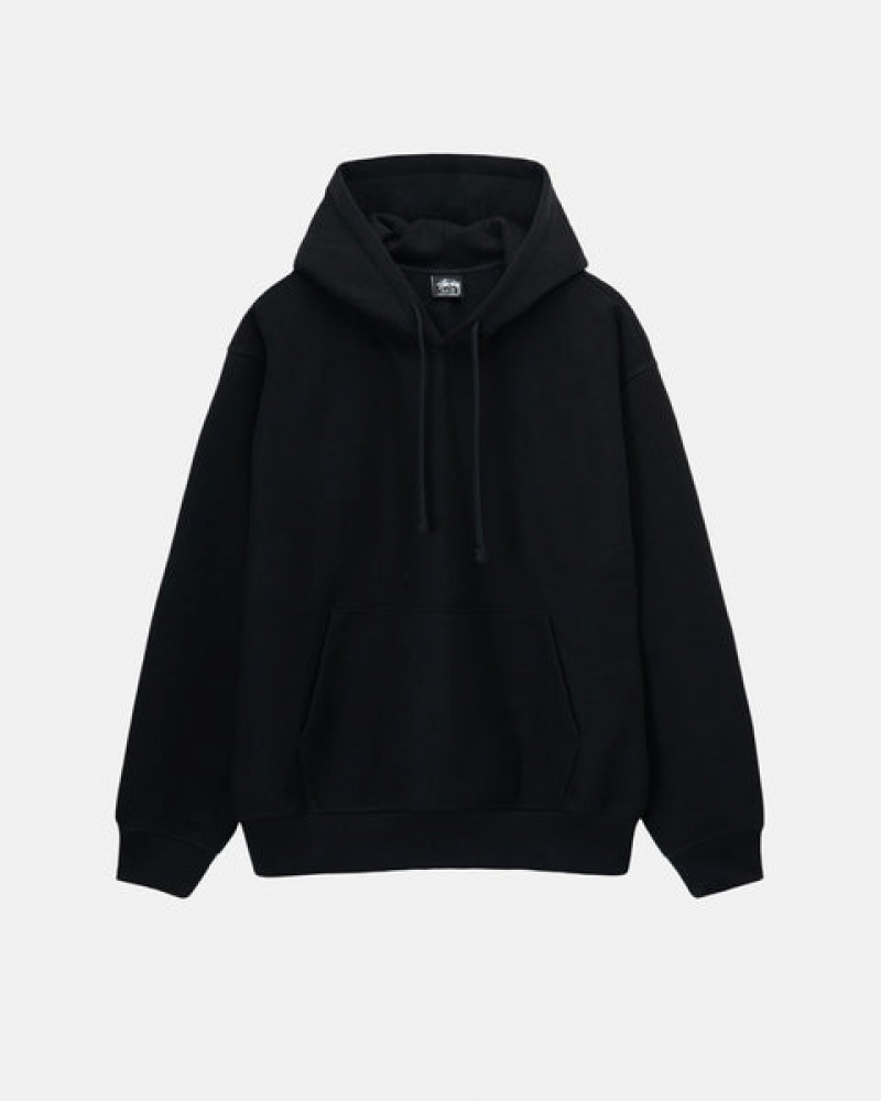 Black Stussy Back Hood Applique Hoodie Men's Hoodie Jakarta | Indonesia RZN-0202