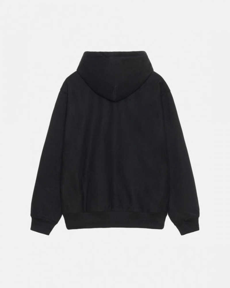 Black Stussy Basic Applique Hoodie Men's Hoodie Jakarta | Indonesia PDF-6949