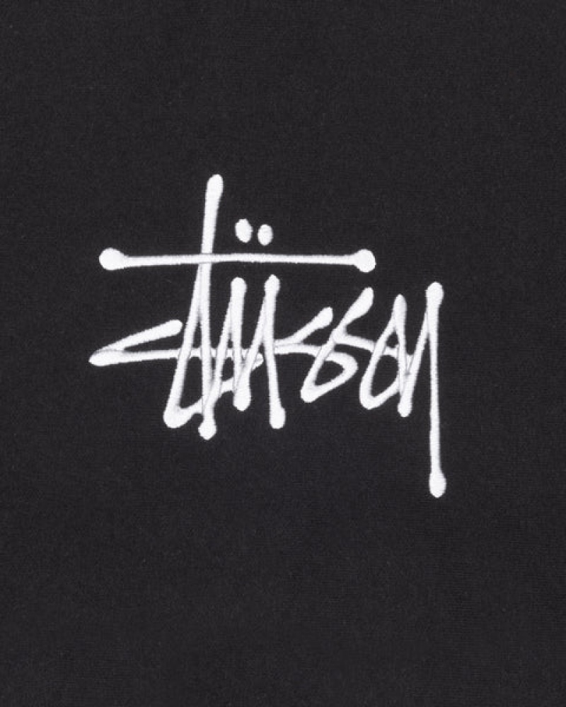 Black Stussy Basic Applique Hoodie Men's Hoodie Jakarta | Indonesia PDF-6949