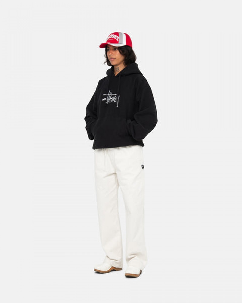 Black Stussy Basic Applique Hoodie Men's Hoodie Jakarta | Indonesia PDF-6949