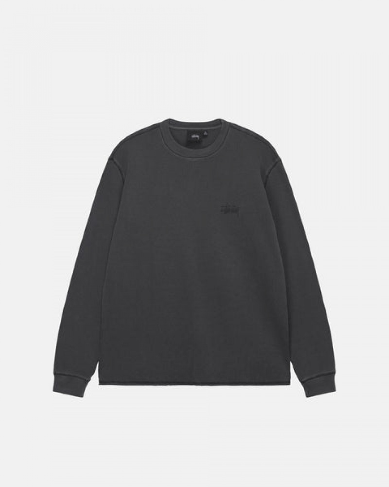 Black Stussy Basic Stock Ls Thermal Men's Tops Jakarta | Indonesia UKL-6731