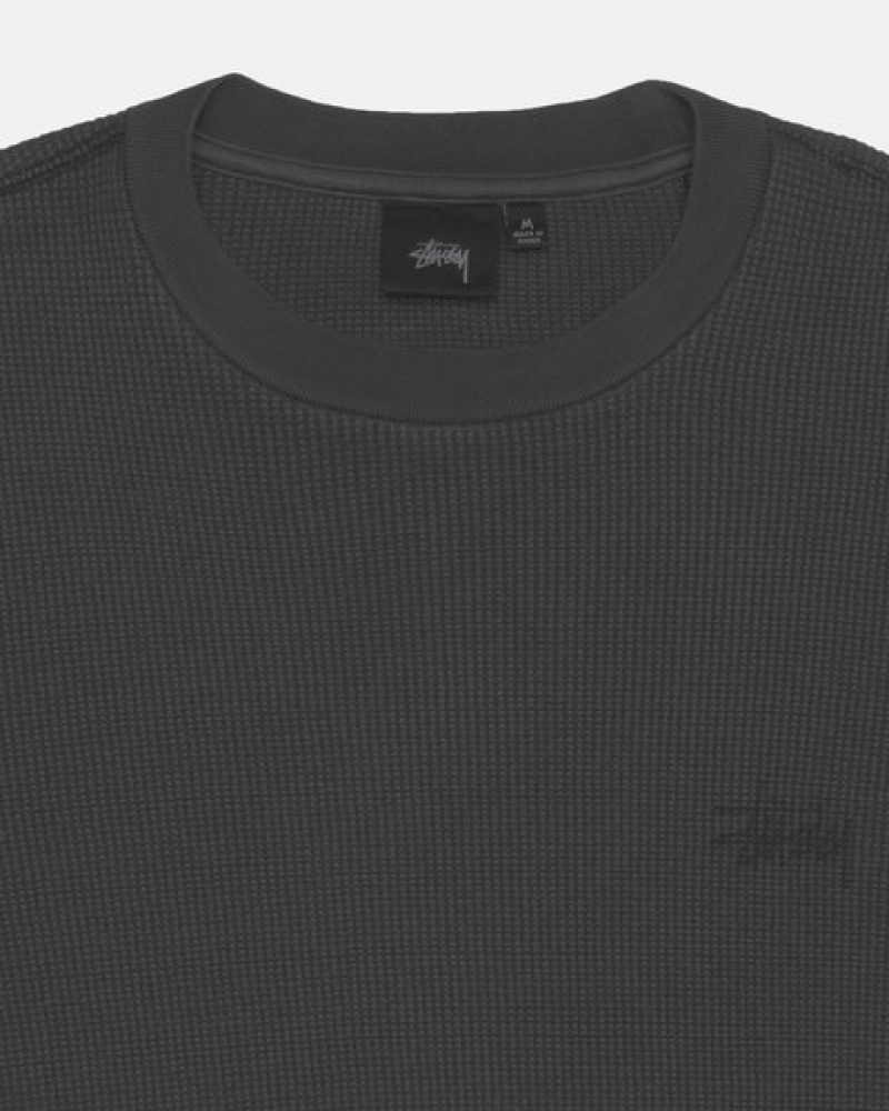 Black Stussy Basic Stock Ls Thermal Men's Tops Jakarta | Indonesia UKL-6731