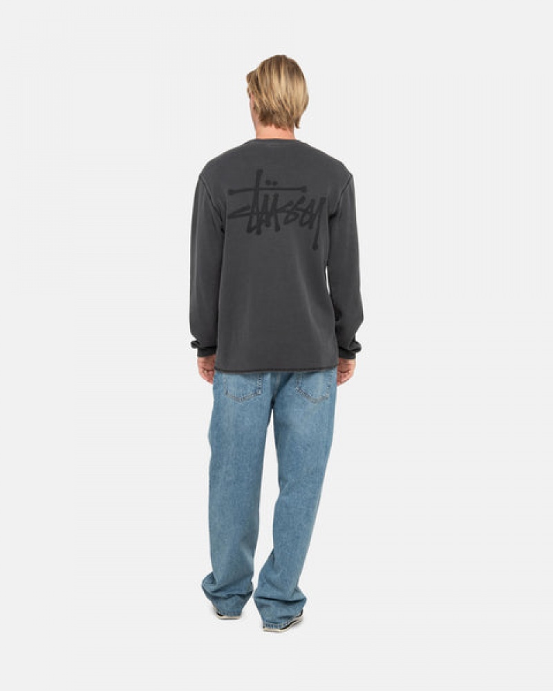 Black Stussy Basic Stock Ls Thermal Men's Tops Jakarta | Indonesia UKL-6731