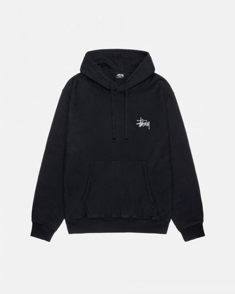 Black Stussy Basic Stüssy Pigment Dyed Hoodie Men's Hoodie Jakarta | Indonesia RNU-4998