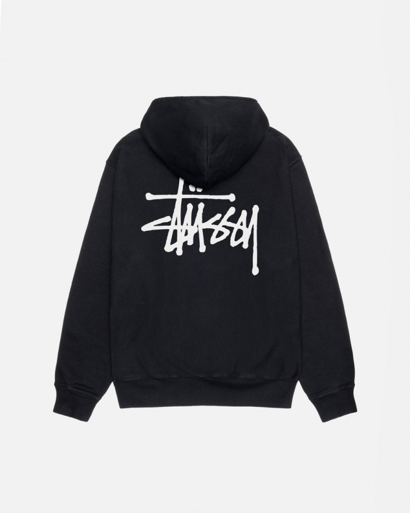 Black Stussy Basic Stüssy Pigment Dyed Hoodie Men\'s Hoodie Jakarta | Indonesia RNU-4998