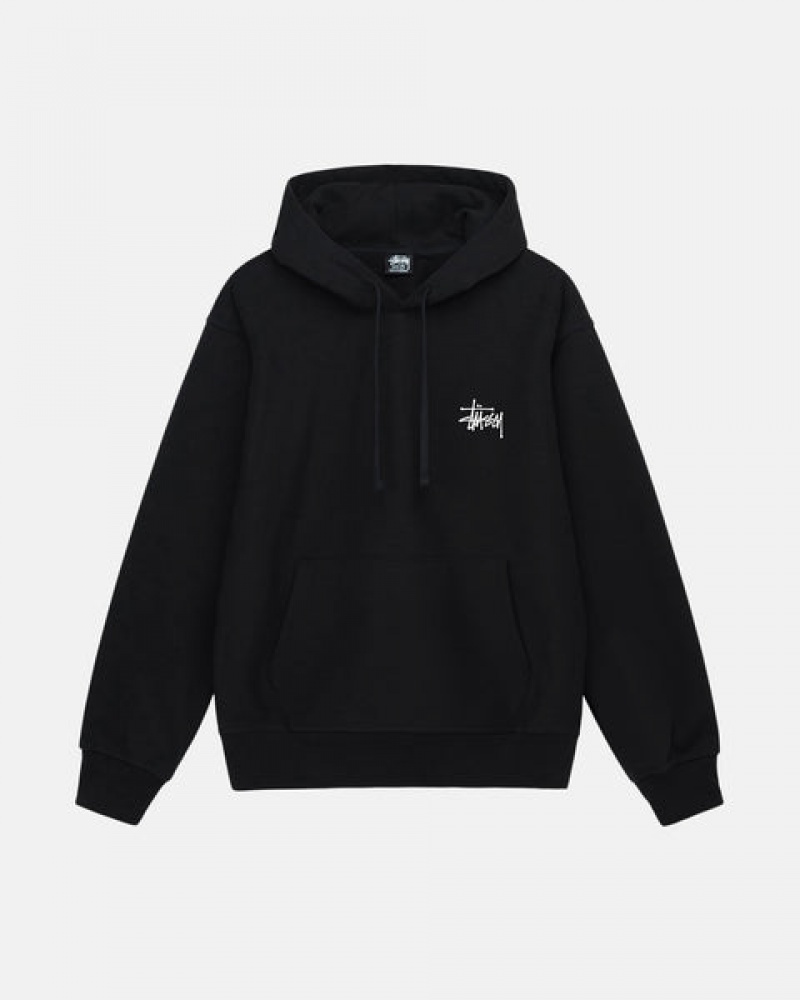 Black Stussy Basic Stussy Hoodie Men's Hoodie Jakarta | Indonesia ARX-8780