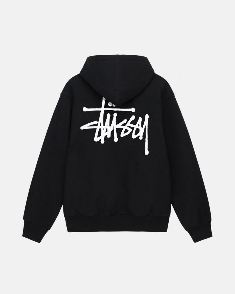 Black Stussy Basic Stussy Hoodie Men\'s Hoodie Jakarta | Indonesia ARX-8780