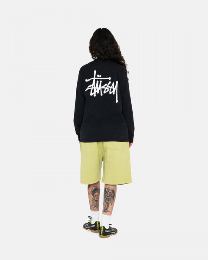 Black Stussy Basic Stussy Ls Tee Men's Tees Jakarta | Indonesia WHR-6391