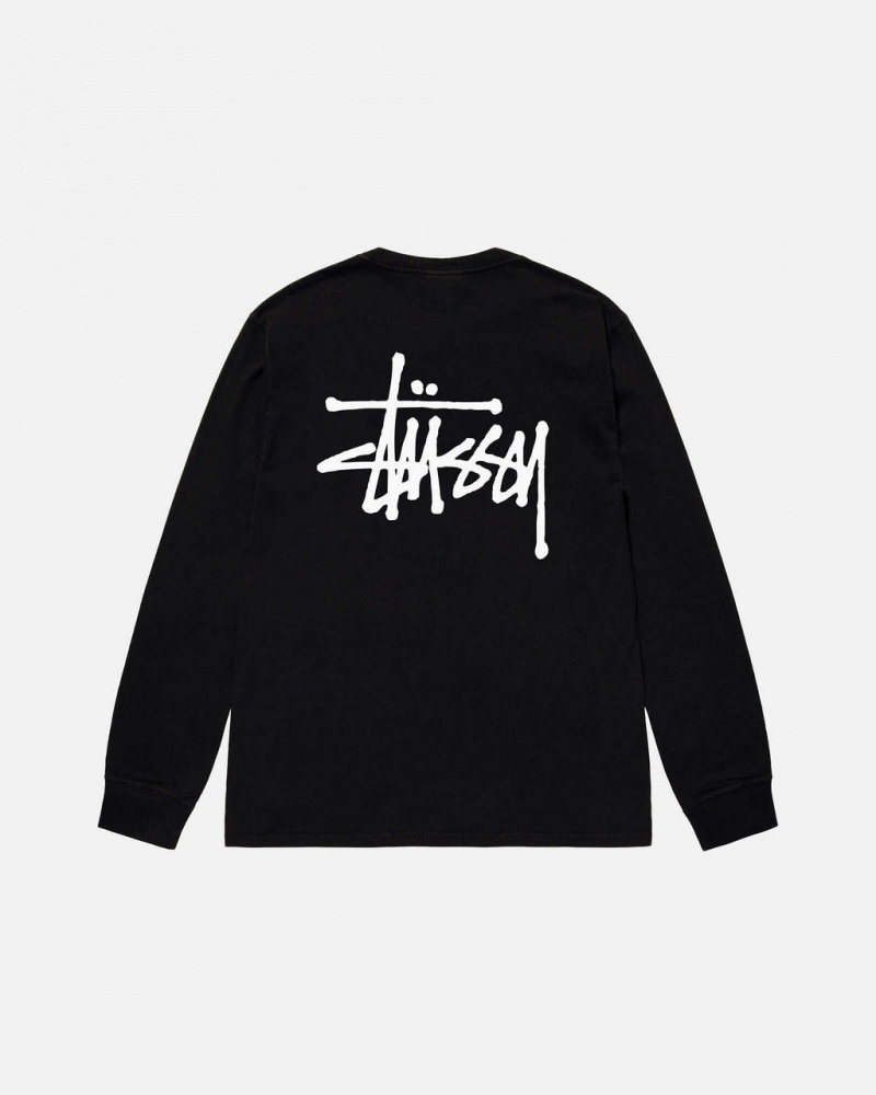 Black Stussy Basic Stussy Ls Tee Men\'s Tees Jakarta | Indonesia WHR-6391