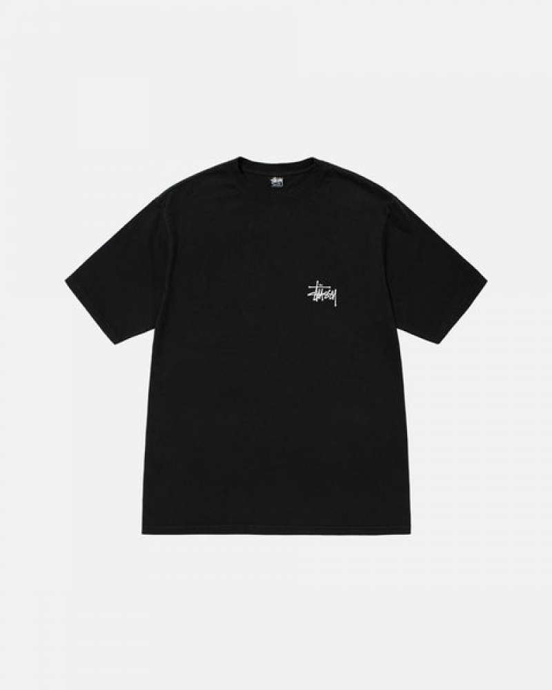 Black Stussy Basic Stussy Pigment Dyed Tee Men's Tees Jakarta | Indonesia FHY-0811