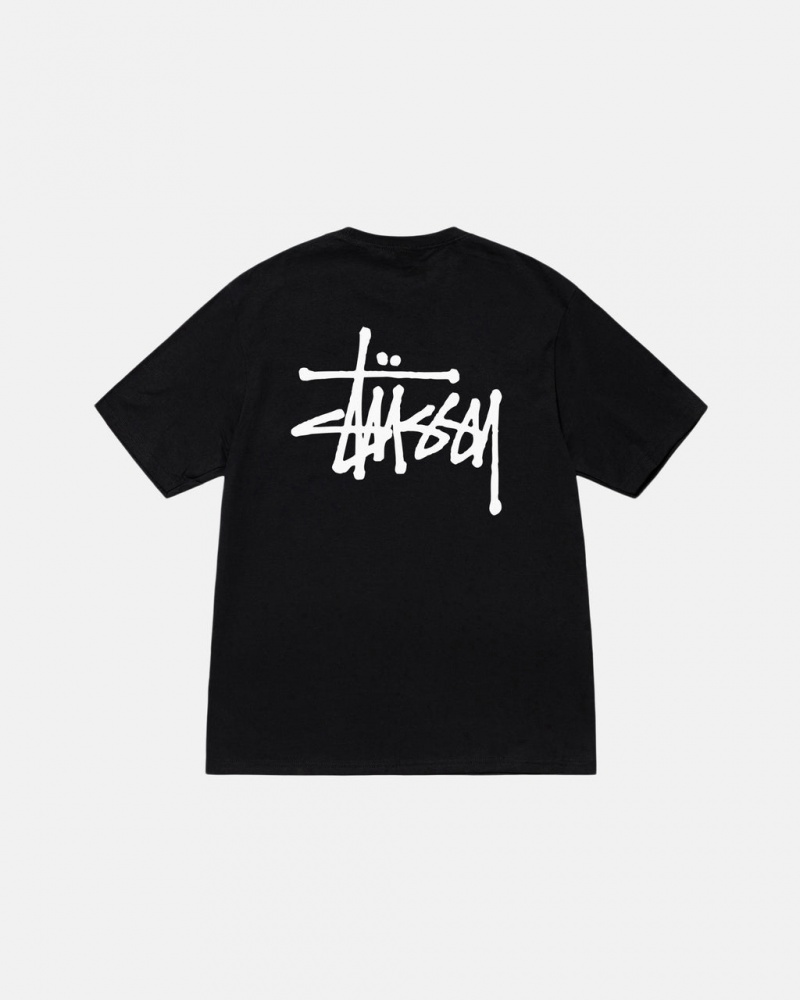 Black Stussy Basic Stussy Tee Men\'s Tees Jakarta | Indonesia FKA-4192