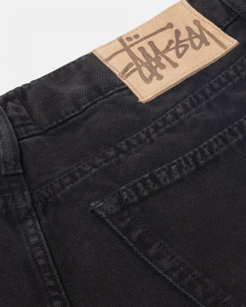 Black Stussy Big Ol' Jean Washed Canvas Men's Denim Jakarta | Indonesia KXE-1297