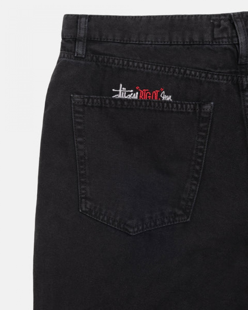 Black Stussy Big Ol' Jean Washed Canvas Men's Denim Jakarta | Indonesia KXE-1297