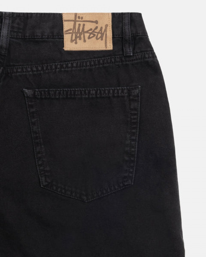 Black Stussy Big Ol' Jean Washed Canvas Men's Denim Jakarta | Indonesia KXE-1297