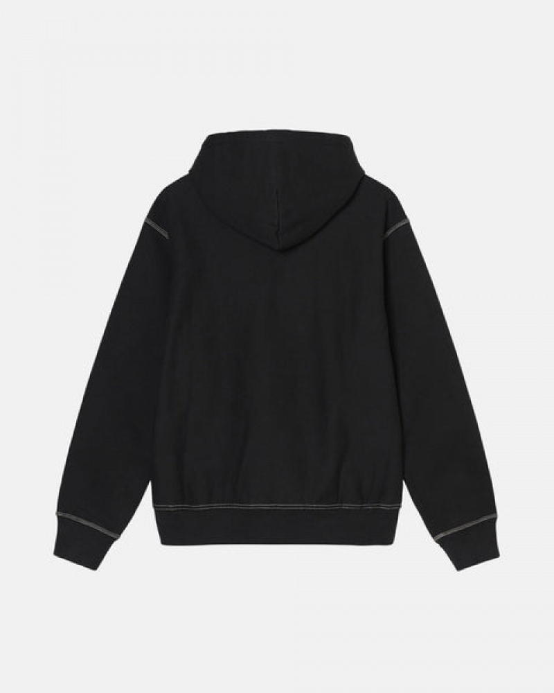 Black Stussy Contrast Stitch Label Hoodie Men's Hoodie Jakarta | Indonesia YXY-0845