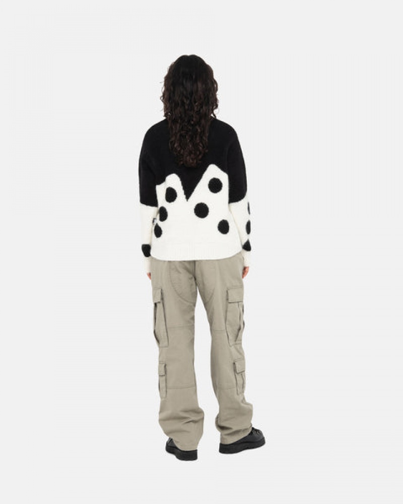 Black Stussy Dice Fuzzy Crew Men's Sweaters Jakarta | Indonesia RGG-6771