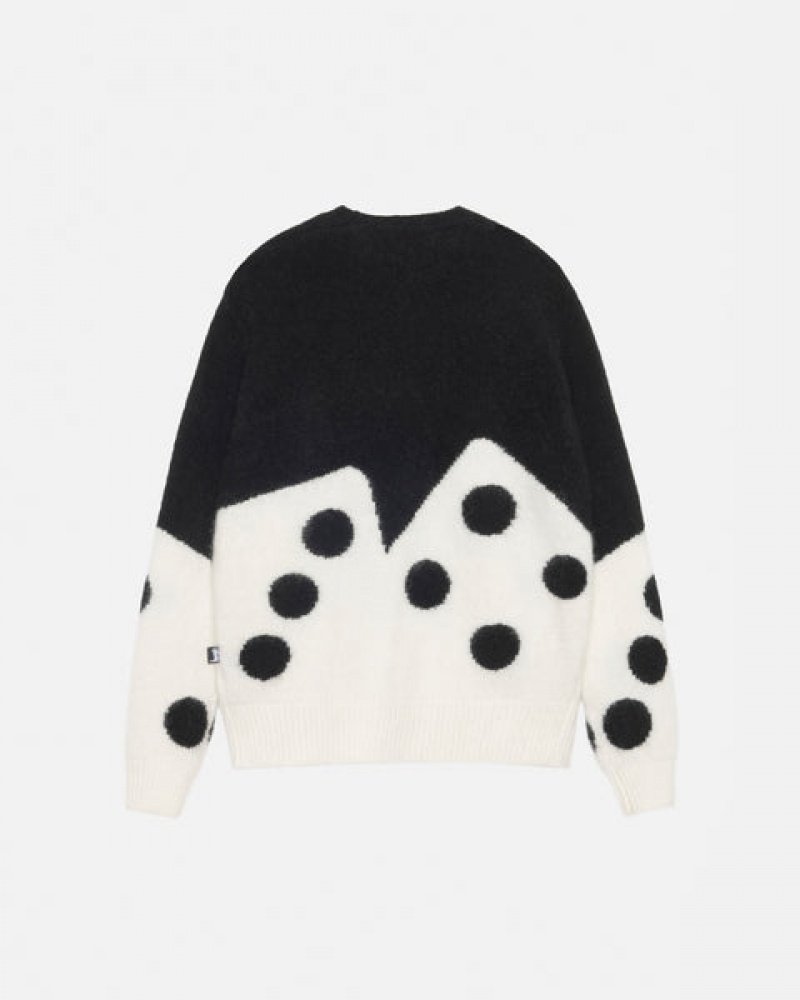 Black Stussy Dice Fuzzy Crew Women's Sweaters Jakarta | Indonesia FXS-3087