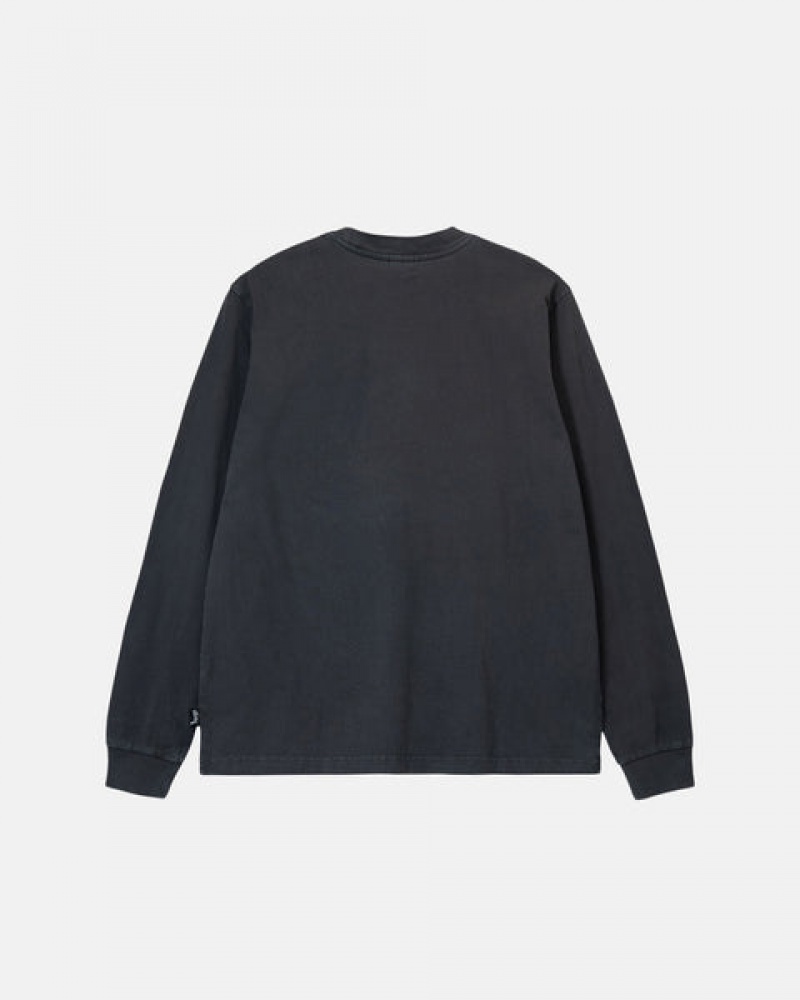 Black Stussy Heavyweight Pigment Dyed Ls Crew Women's Tops Jakarta | Indonesia YDS-1802