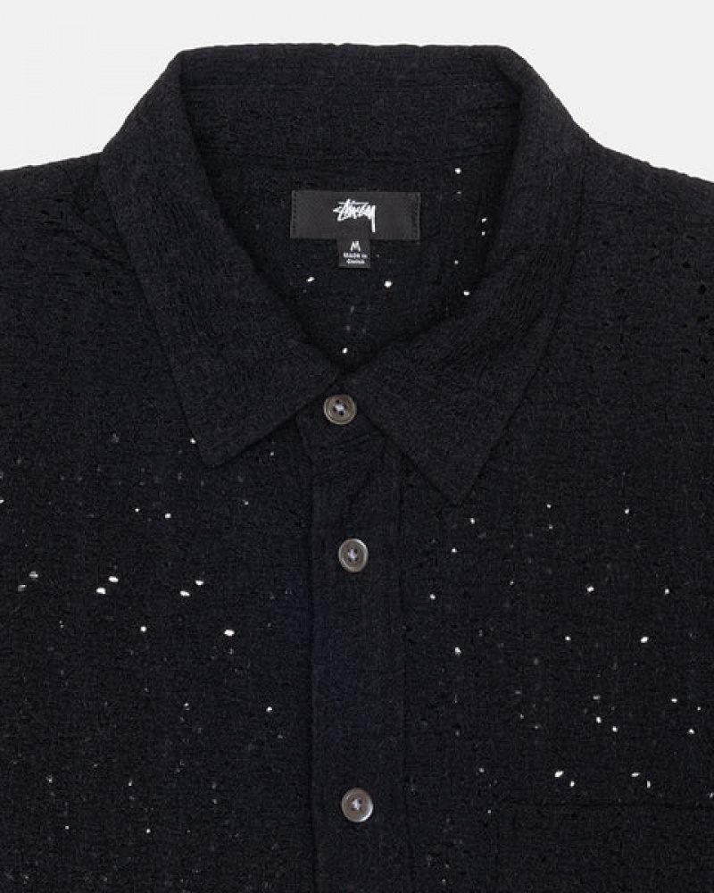 Black Stussy Lace Ls Shirt Men's Shirts Jakarta | Indonesia NSL-1908