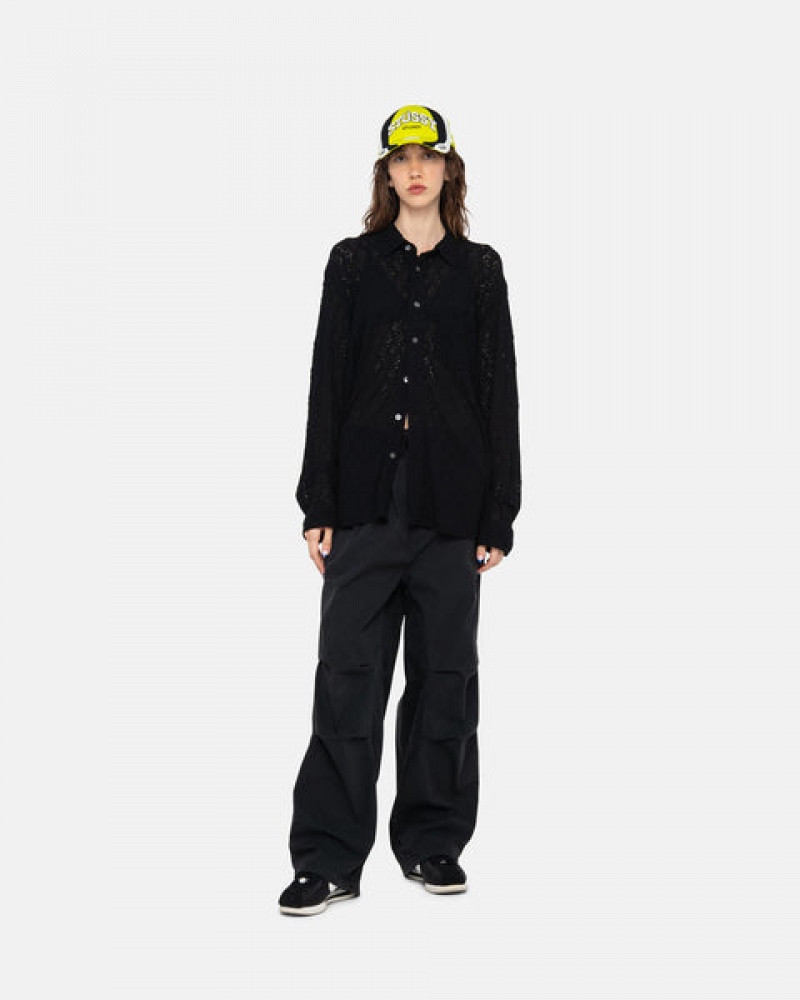 Black Stussy Lace Ls Shirt Women's Shirts Jakarta | Indonesia GIP-9810