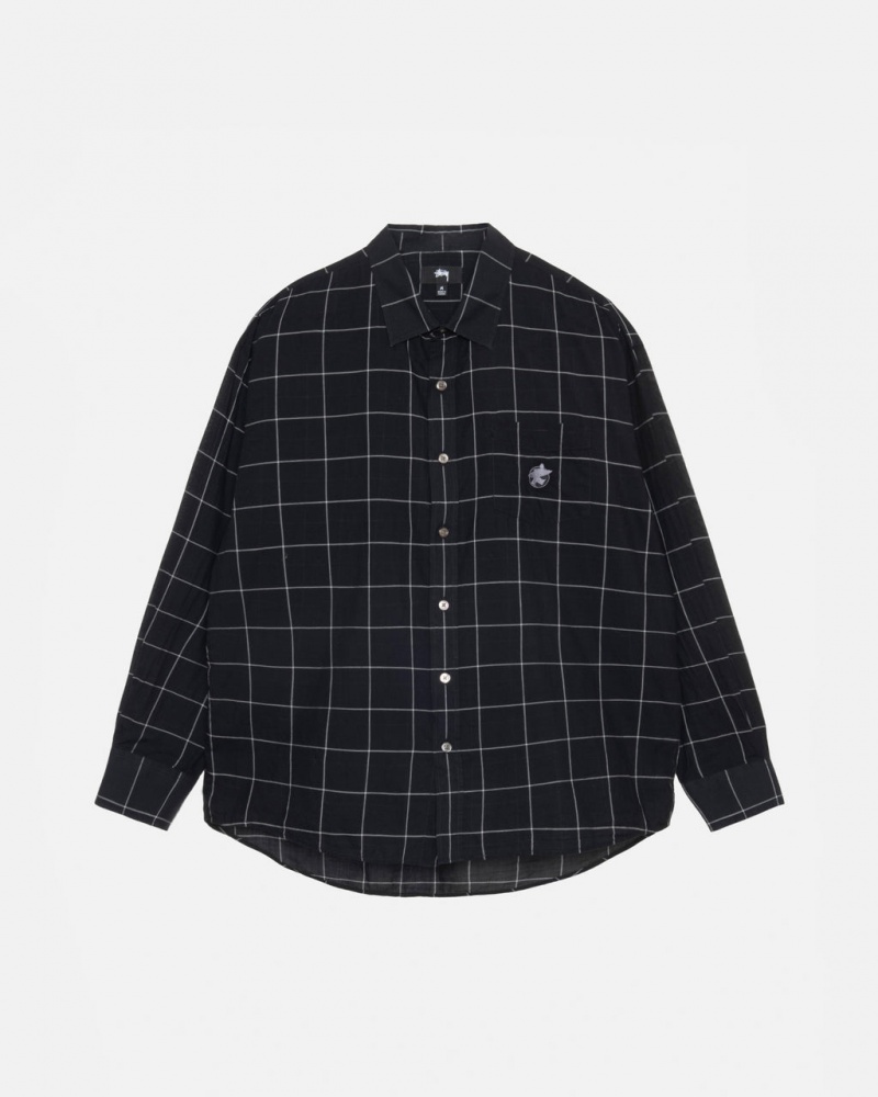 Black Stussy Light Weight Classic Shirt Men\'s Shirts Jakarta | Indonesia KKY-6660