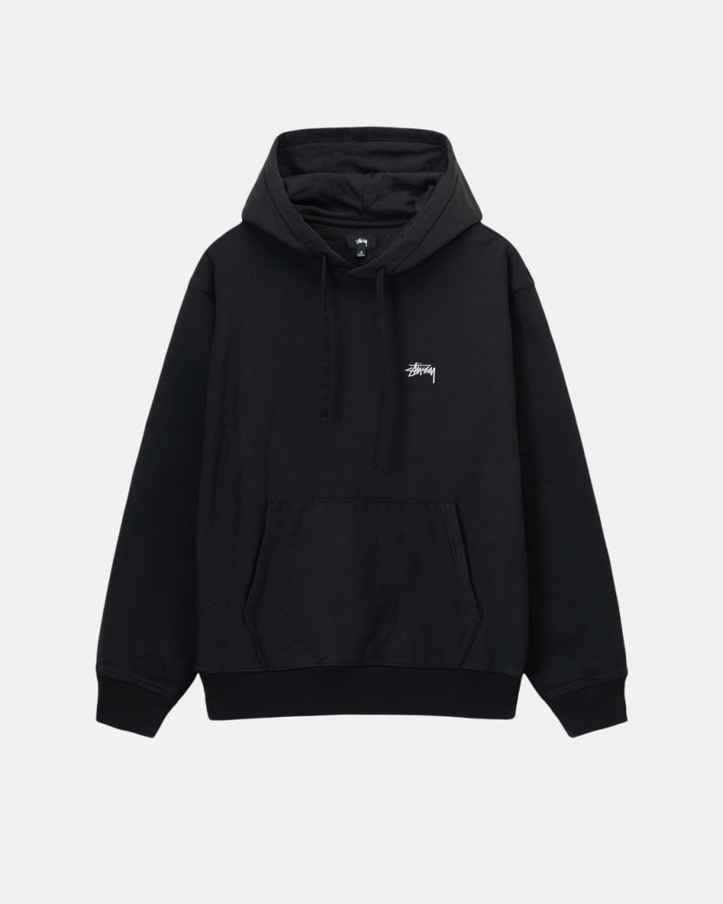 Black Stussy Overdyed Stock Logo Hoodie Men\'s Hoodie Jakarta | Indonesia QHC-7070