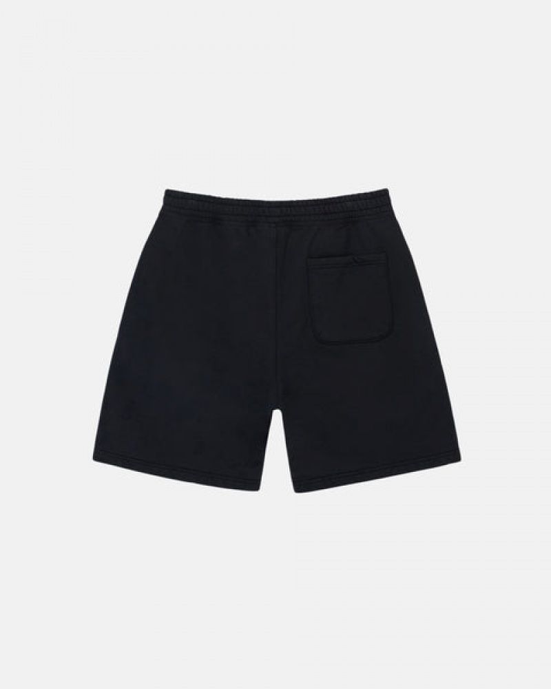 Black Stussy Overdyed Stock Logo Sweat Short Men's Shorts Jakarta | Indonesia JJQ-5011