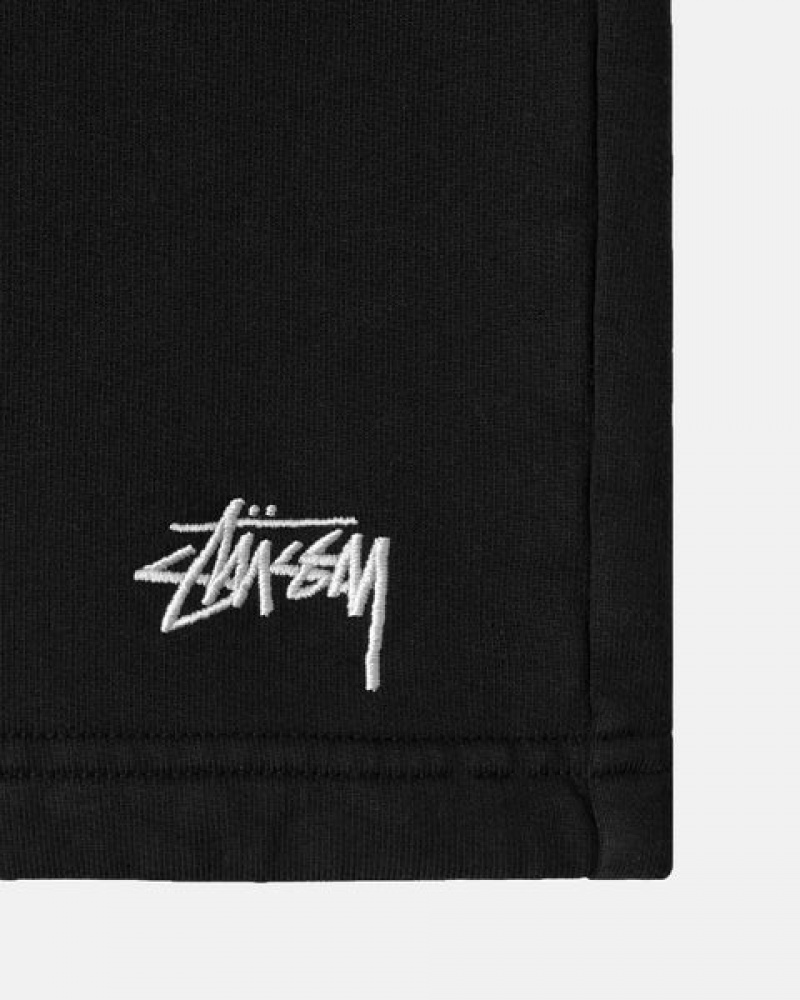 Black Stussy Overdyed Stock Logo Sweat Short Men's Shorts Jakarta | Indonesia JJQ-5011