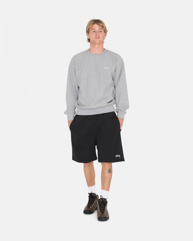 Black Stussy Overdyed Stock Logo Sweat Short Men's Shorts Jakarta | Indonesia JJQ-5011